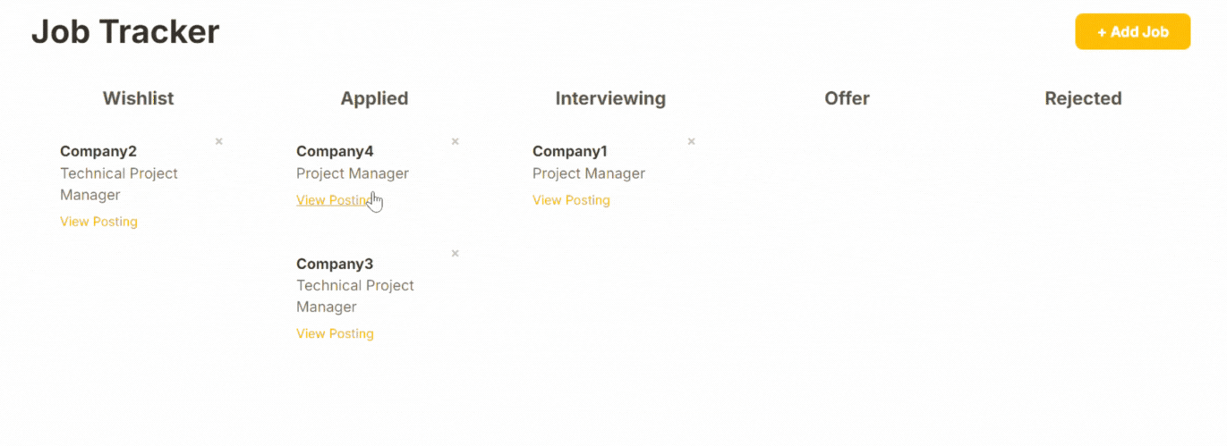 Demonstration of the Job Application Tracker in action.